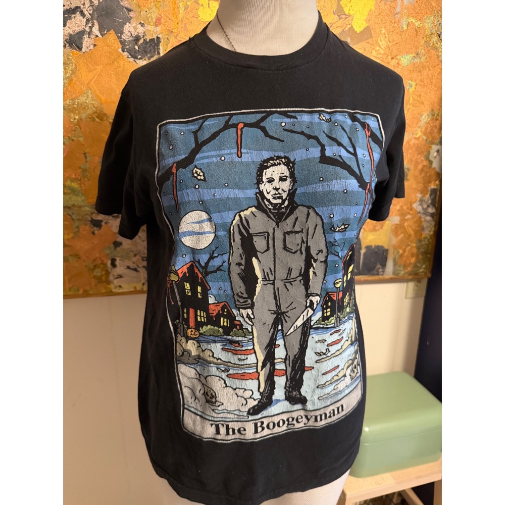 Halloween Michael Myers The Boogeyman Tarot Card Graphic T-Shirt Black Mens M